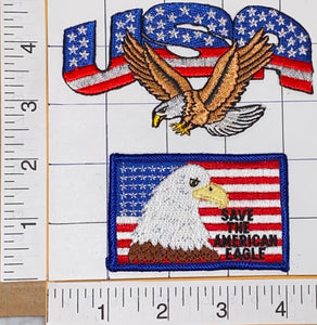 2 USA SAVE THE AMERICAN EAGLE EMBLEM PATCH LOT