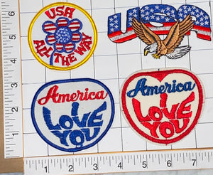 4 AMERICA I LOVE YOU USA ALL THE WAY AMERICAN EAGLE EMBLEM PATCH LOT