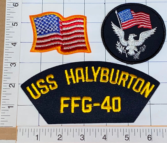 3 USS HALYBURTON FFG-40 PERRY-CLASS FRIGATE PHARMACIST'S MATE CREST PATCH LOT