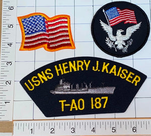 3 USNS HENRY J, KAISER T-AO=187 REPLENISHMENT TANKER US NAVY CREST PATCH LOT