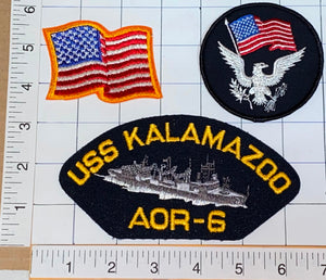 3 RARE USS KALAMAZOO AOR-6 WICHITA-CLASS REPLENISHMENT OILER US NAVY PATCH LOT