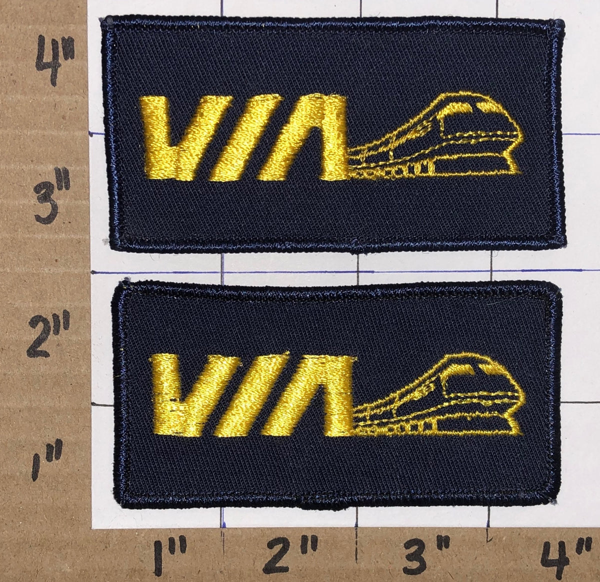 2 VINTAGE RAILROAD RR RAILWAY EMPLOYEE UNIFORM VIA RAIL CREST EMBLEM P ...
